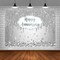 7x5ft Happy Anniversary Backdrop Silver Dripping Glitter Crystals